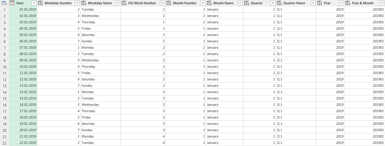 How to create a flexible calendar table with Power Query