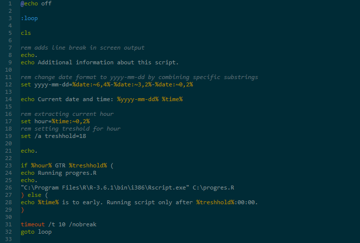 Run Windows command line scripts by condition