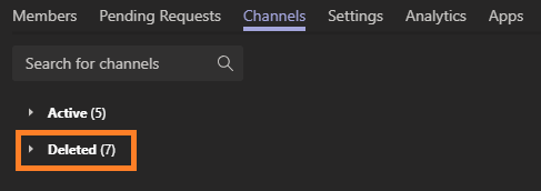 MS Teams see deleted channels