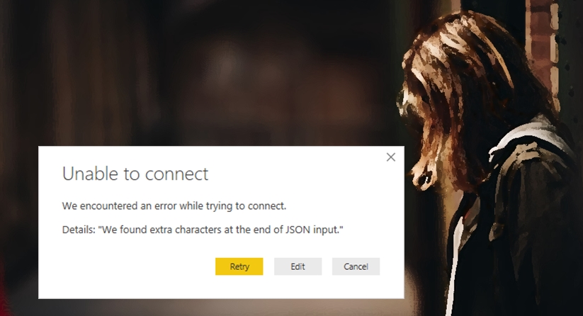 Power Query error: We found extra characters at the end of JSON input