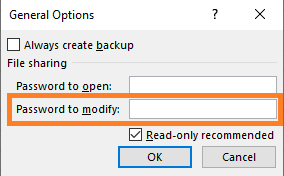 Excel ask password to modify