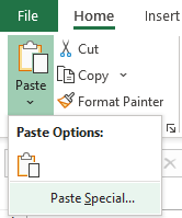 paste Excel chart format