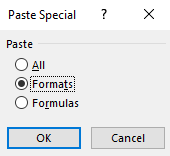 paste Excel chart formats