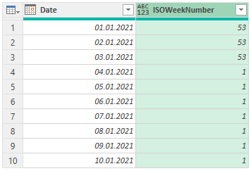 ISO week numbering in Power Query