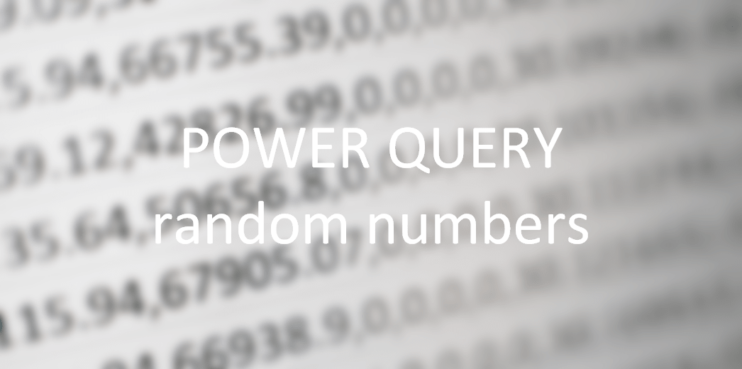 get random numbers with Power Query