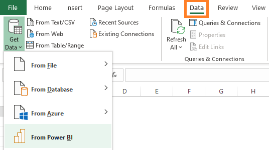connect to Power BI dataset directly from Excel