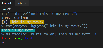 change text color in R console