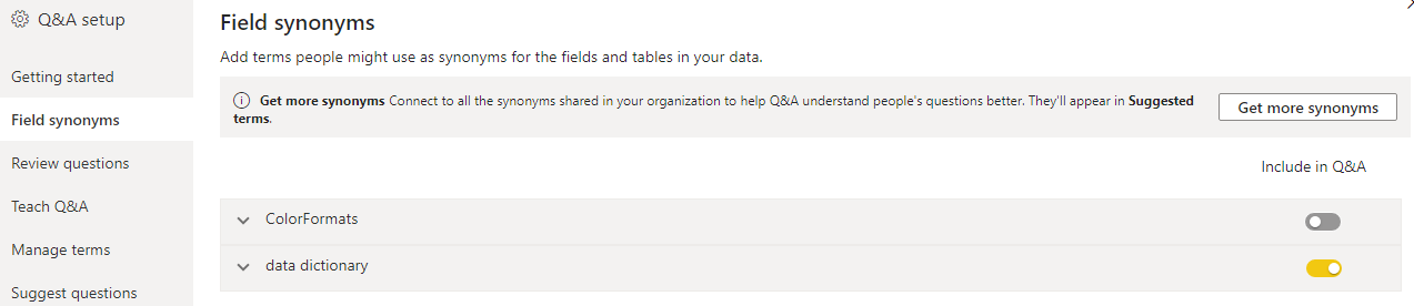 exclude Power BI data model table from Q&A