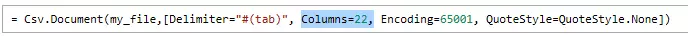count of CSV columns parameter Power Query