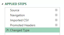 Power Query applied steps