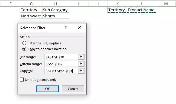 filter columns in Excel