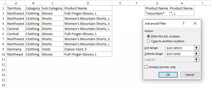 Excel advanced filter AND operator for the same column