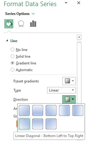 Excel gradient settings