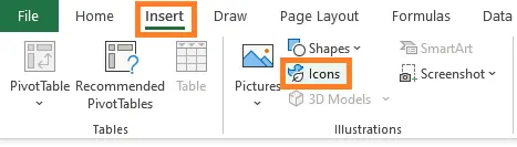 insert icons in Excel