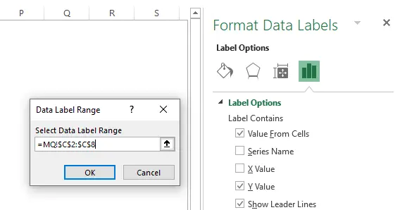 add custom data labels in Excel chart