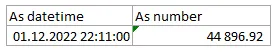 Excel datetime formatted as numerical