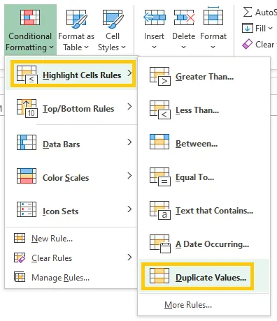 find duplicates with conditional formatting in Excel