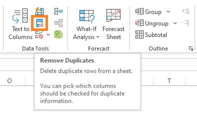 where is remove duplicates tool in Excel
