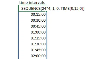 generate time intervals in Excel