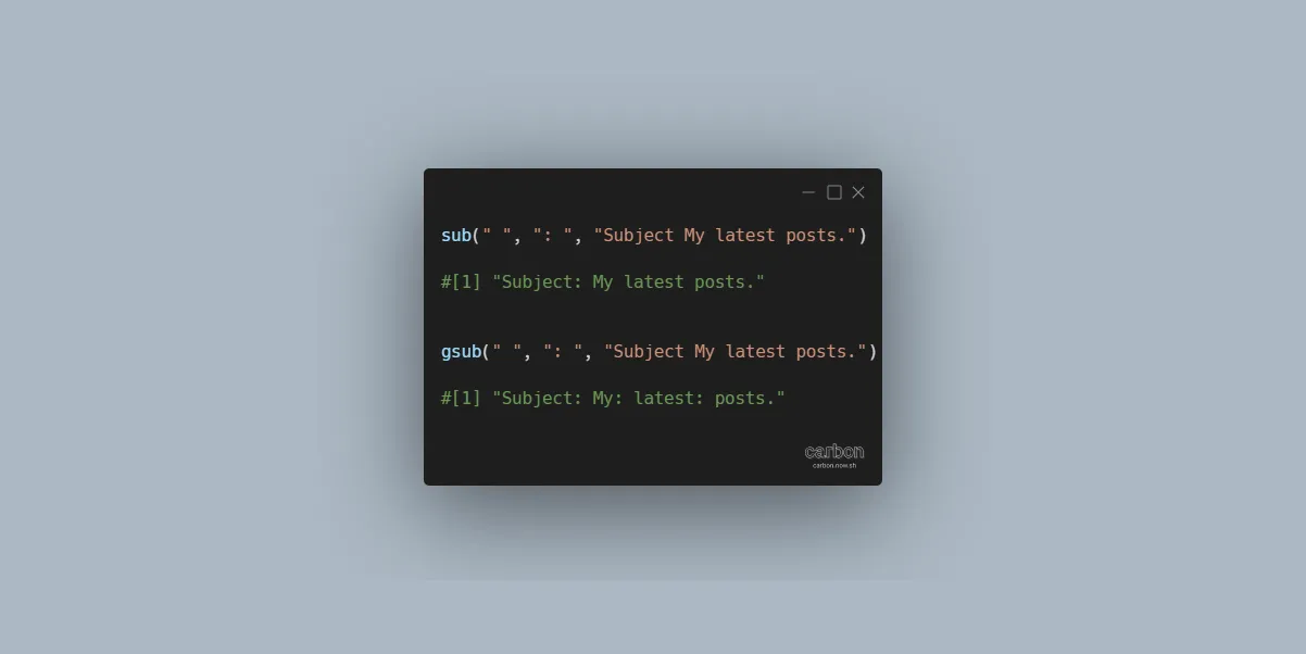 replace first whitespace in R, replace first character in R, replace first string in R, replace first occurrence in R